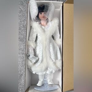 Christmas Around the World Elegant White Winter Porcelain Doll